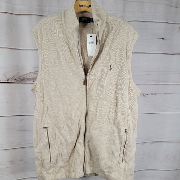 Polo Ralph Lauren Mens Vest Sz L New Dune Tan #B61 - Picture 1 of 5